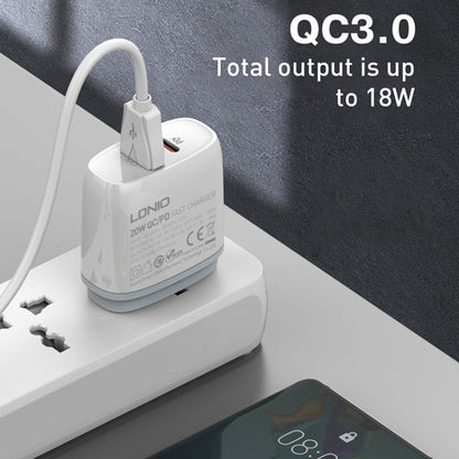 LDNIO Q229 QC3.0 / PD20W USB + Type-C Fast Charger with 1m USB to Type-C Cable, Plug Type:US Plug(White) - USB Charger by LDNIO | Online Shopping UK | buy2fix