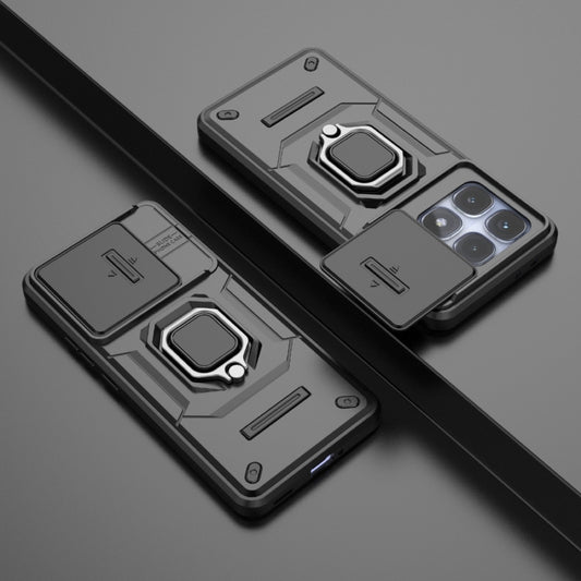 For Redmi K70 Ultra Global Sliding Camshield TPU + PC Shockproof Phone Case with Holder(Black) by buy2fix