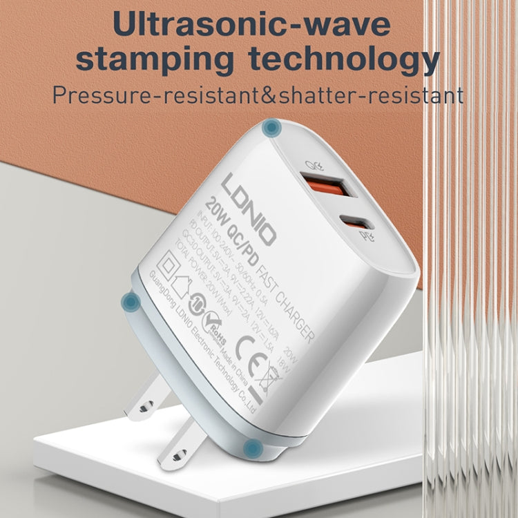 LDNIO Q229 QC3.0 / PD20W USB + Type-C Fast Charger with 1m Type-C to Type-C Cable, Plug Type:UK Plug(White) - USB Charger by LDNIO | Online Shopping UK | buy2fix