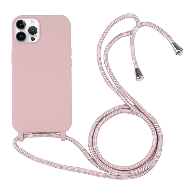 For iPhone 16 Pro Max Candy Colors TPU Protective Phone Case with Lanyard(Rose Gold) - iPhone 16 Pro Max Cases by buy2fix | Online Shopping UK | buy2fix