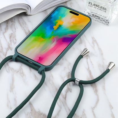 For iPhone 16 Pro Max Candy Colors TPU Protective Phone Case with Lanyard(Dark Green) - iPhone 16 Pro Max Cases by buy2fix | Online Shopping UK | buy2fix