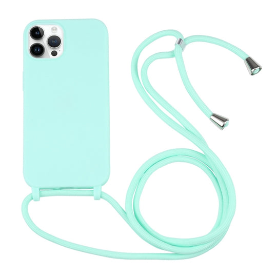 Candy Colors TPU Protective Phone Case with Lanyard For iPhone 16 Pro(Mint Green)