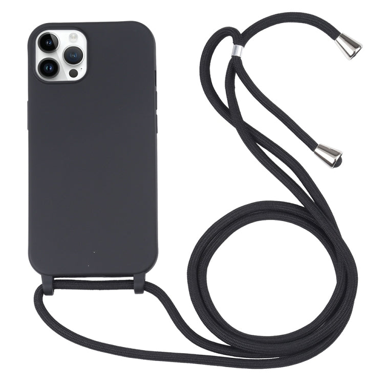 Candy Colors TPU Protective Phone Case with Lanyard For iPhone 16 Pro(Black) by buy2fix