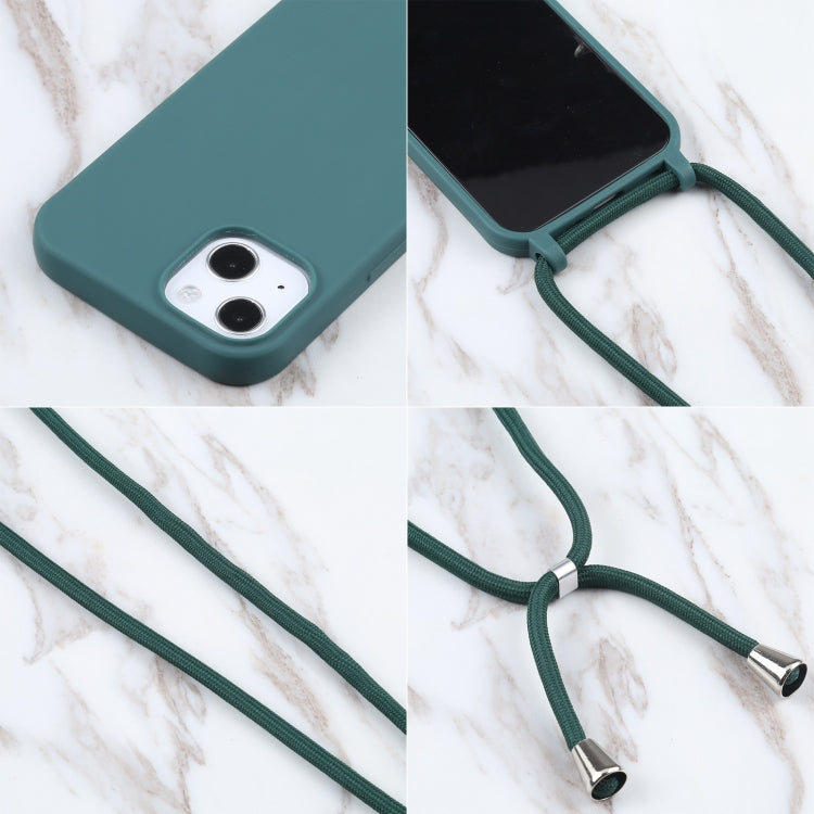 For iPhone 16 Plus Candy Colors TPU Protective Phone Case with Lanyard(Dark Green) - iPhone 16 Plus Cases by buy2fix | Online Shopping UK | buy2fix