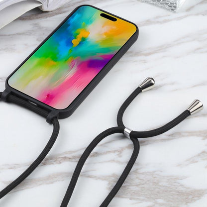 Candy Colors TPU Protective Phone Case with Lanyard For iPhone Air(Black) - iPhone Air Cases by buy2fix | Online Shopping UK | buy2fix