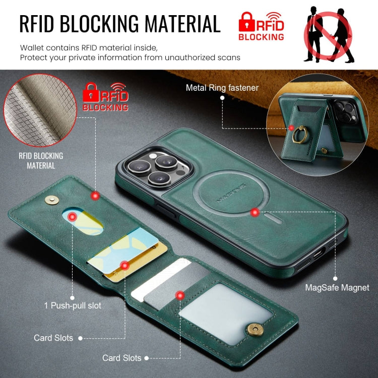 For iPhone 15 Pro DG.MING K1 MagSafe Detachable Wallet RFID Back Cover Phone Case(Green) - iPhone 15 Pro Cases by DG.MING | Online Shopping UK | buy2fix