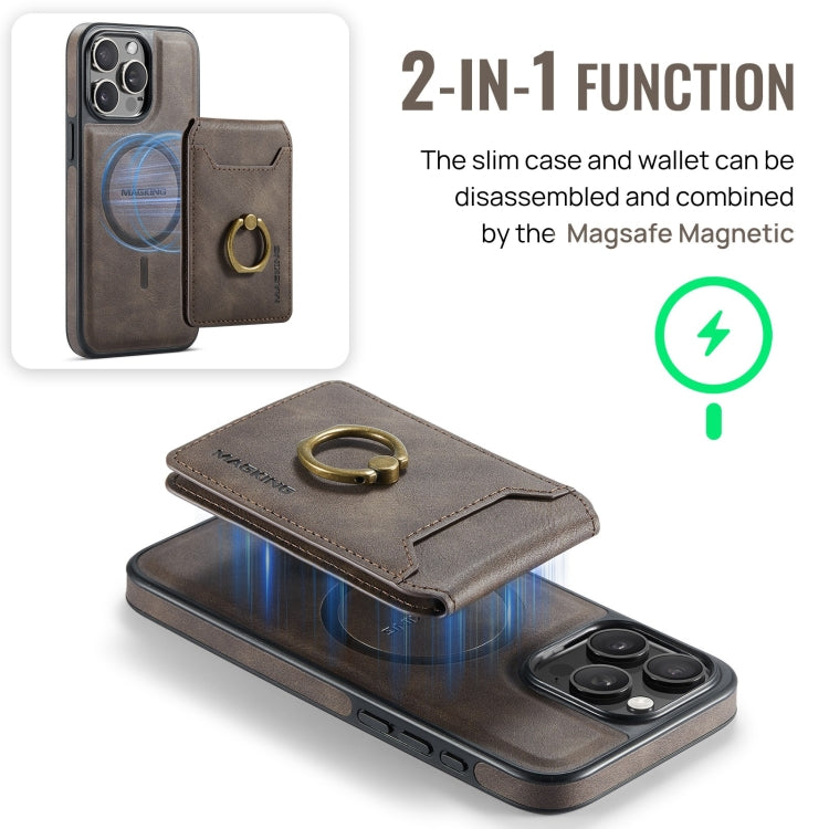 For iPhone 15 Plus DG.MING K1 MagSafe Detachable Wallet RFID Back Cover Phone Case(Coffee) - iPhone 15 Plus Cases by DG.MING | Online Shopping UK | buy2fix