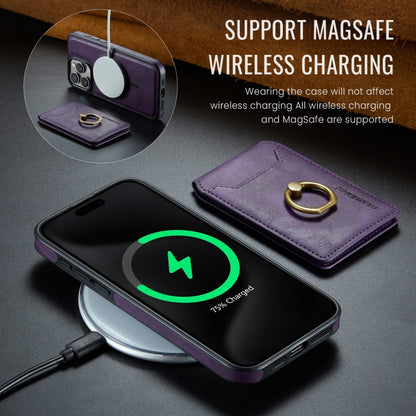 For iPhone 14 DG.MING K1 MagSafe Detachable Wallet RFID Back Cover Phone Case(Purple) - iPhone 14 Cases by DG.MING | Online Shopping UK | buy2fix