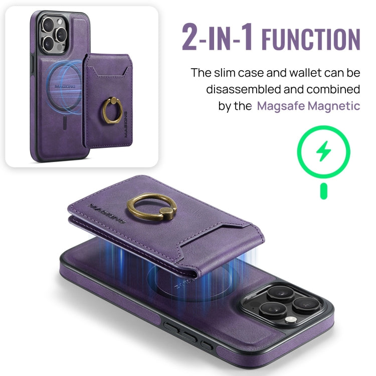 For iPhone 14 Pro Max MAGKING K1 MagSafe Detachable Wallet RFID Back Cover Phone Case(Purple) by MAGKING