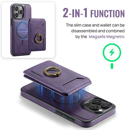For iPhone 14 Pro Max MAGKING K1 MagSafe Detachable Wallet RFID Back Cover Phone Case(Purple) by MAGKING