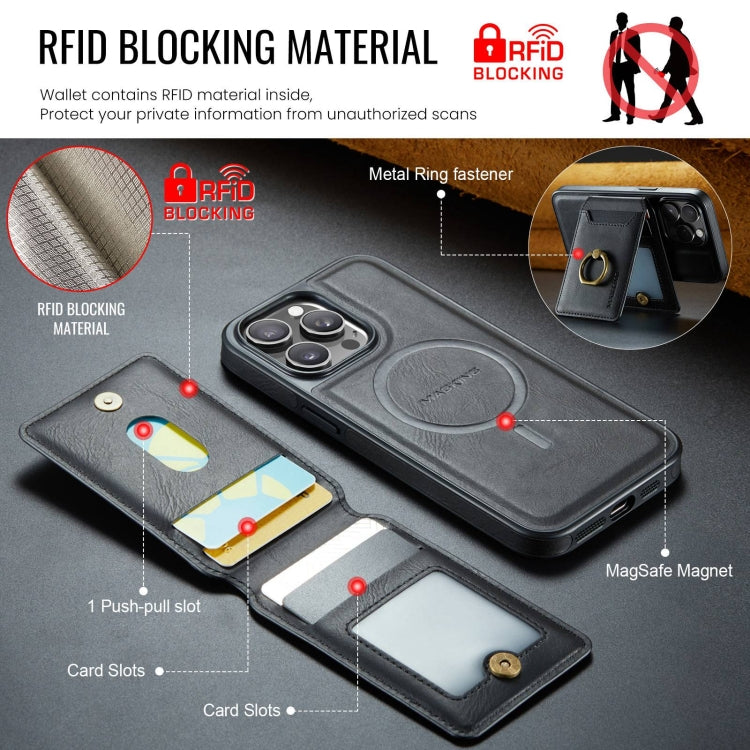 For iPhone 12 DG.MING K1 MagSafe Detachable Wallet RFID Back Cover Phone Case(Black) - iPhone 12 / 12 Pro Cases by DG.MING | Online Shopping UK | buy2fix