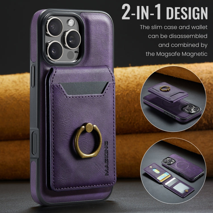 For iPhone 16 Pro Max MAGKING K1 MagSafe Detachable Wallet RFID Back Cover Phone Case(Purple) by MAGKING