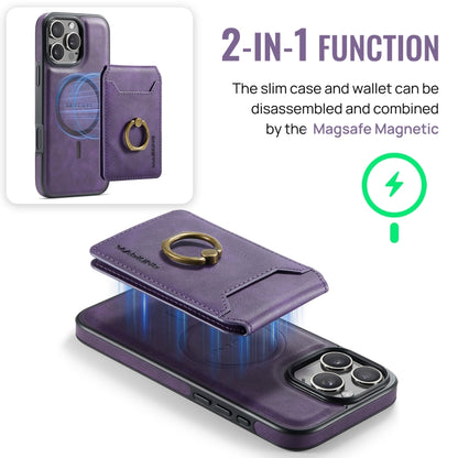 For iPhone 16 Pro Max MAGKING K1 MagSafe Detachable Wallet RFID Back Cover Phone Case(Purple) by MAGKING