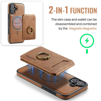 For iPhone 16 Plus DG.MING K1 MagSafe Detachable Wallet RFID Back Cover Phone Case(Brown) - iPhone 16 Plus Cases by DG.MING | Online Shopping UK | buy2fix