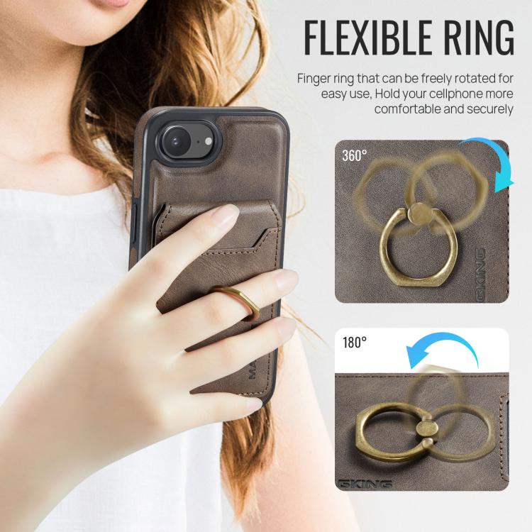 For iPhone 16e MAGKING K1 MagSafe Detachable Wallet RFID Back Cover Phone Case(Coffee) - iPhone 16e Cases by MAGKING | Online Shopping UK | buy2fix