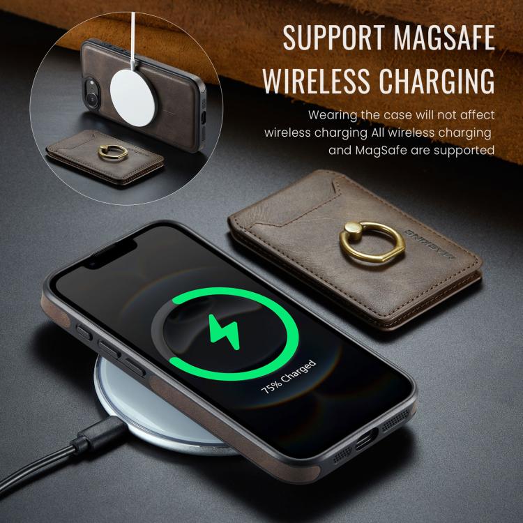 For iPhone 16e MAGKING K1 MagSafe Detachable Wallet RFID Back Cover Phone Case(Coffee) - iPhone 16e Cases by MAGKING | Online Shopping UK | buy2fix