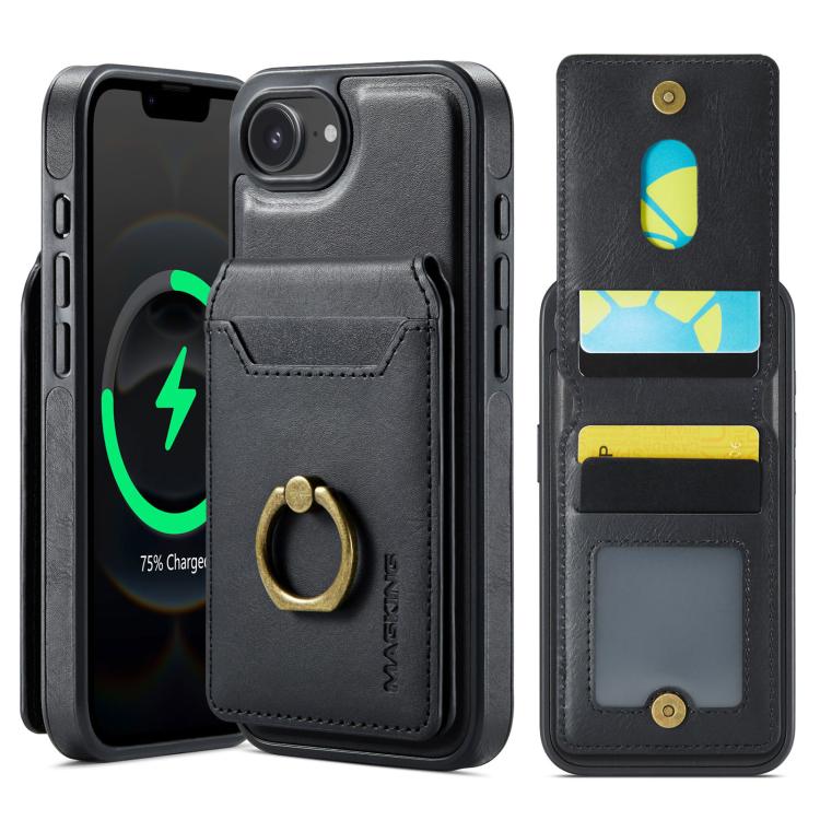 For iPhone 16e MAGKING K1 MagSafe Detachable Wallet RFID Back Cover Phone Case(Black) - iPhone 16e Cases by MAGKING | Online Shopping UK | buy2fix