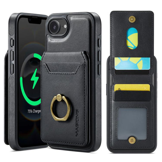 For iPhone 16e MAGKING K1 MagSafe Detachable Wallet RFID Back Cover Phone Case(Black) - iPhone 16e Cases by MAGKING | Online Shopping UK | buy2fix