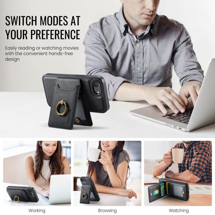 For iPhone 16e MAGKING K1 MagSafe Detachable Wallet RFID Back Cover Phone Case(Black) - iPhone 16e Cases by MAGKING | Online Shopping UK | buy2fix