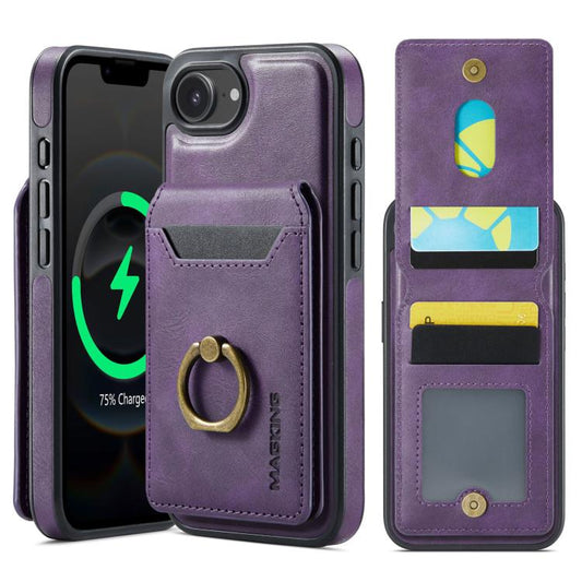 For iPhone 16e MAGKING K1 MagSafe Detachable Wallet RFID Back Cover Phone Case(Purple) - iPhone 16e Cases by MAGKING | Online Shopping UK | buy2fix