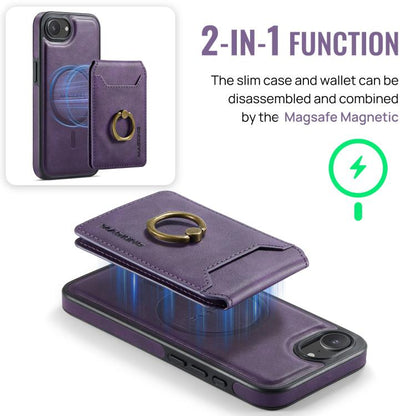 For iPhone 16e MAGKING K1 MagSafe Detachable Wallet RFID Back Cover Phone Case(Purple) - iPhone 16e Cases by MAGKING | Online Shopping UK | buy2fix