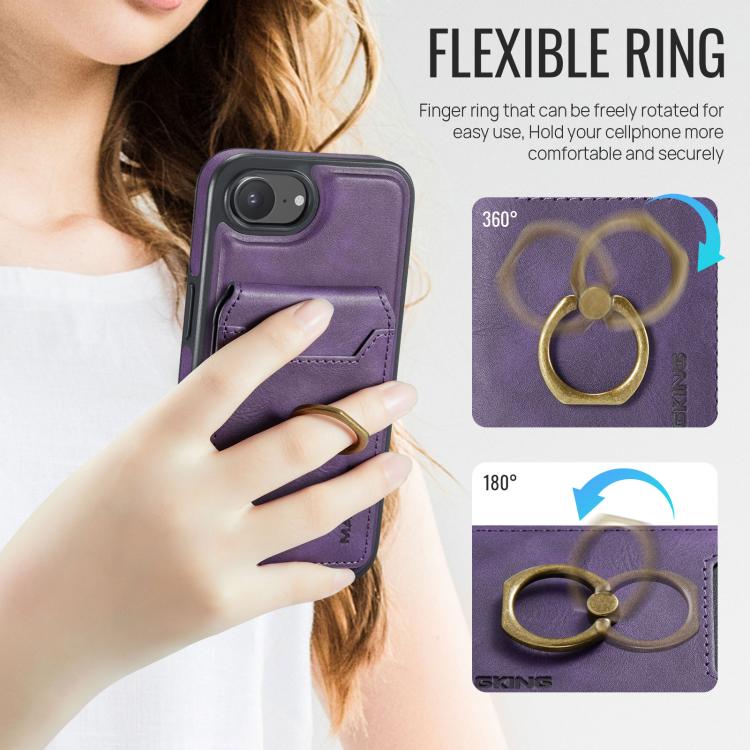 For iPhone 16e MAGKING K1 MagSafe Detachable Wallet RFID Back Cover Phone Case(Purple) - iPhone 16e Cases by MAGKING | Online Shopping UK | buy2fix