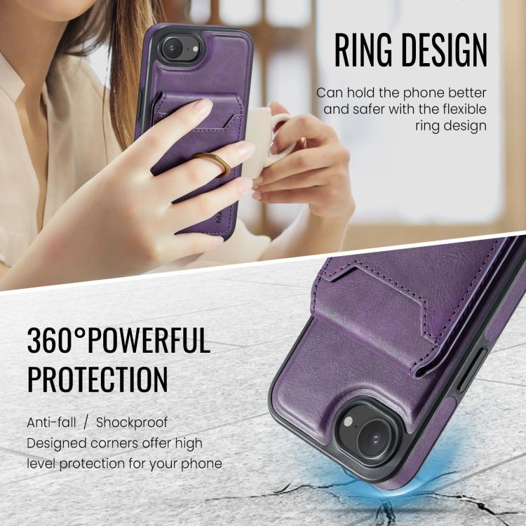 For iPhone 16e MAGKING K1 MagSafe Detachable Wallet RFID Back Cover Phone Case(Purple) - iPhone 16e Cases by MAGKING | Online Shopping UK | buy2fix