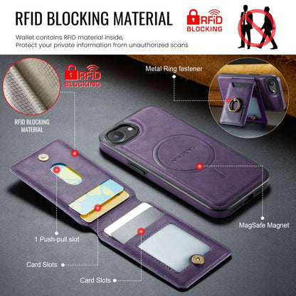 For iPhone 16e MAGKING K1 MagSafe Detachable Wallet RFID Back Cover Phone Case(Purple) - iPhone 16e Cases by MAGKING | Online Shopping UK | buy2fix