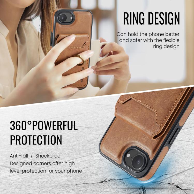 For iPhone 16e MAGKING K1 MagSafe Detachable Wallet RFID Back Cover Phone Case(Brown) - iPhone 16e Cases by MAGKING | Online Shopping UK | buy2fix