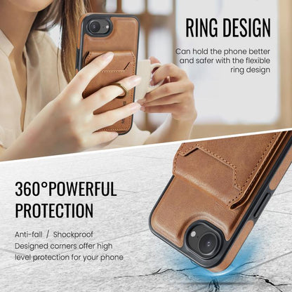 For iPhone 16e MAGKING K1 MagSafe Detachable Wallet RFID Back Cover Phone Case(Brown) - iPhone 16e Cases by MAGKING | Online Shopping UK | buy2fix