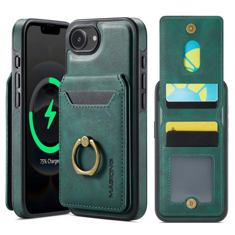 For iPhone 16e MAGKING K1 MagSafe Detachable Wallet RFID Back Cover Phone Case(Green) - iPhone 16e Cases by MAGKING | Online Shopping UK | buy2fix