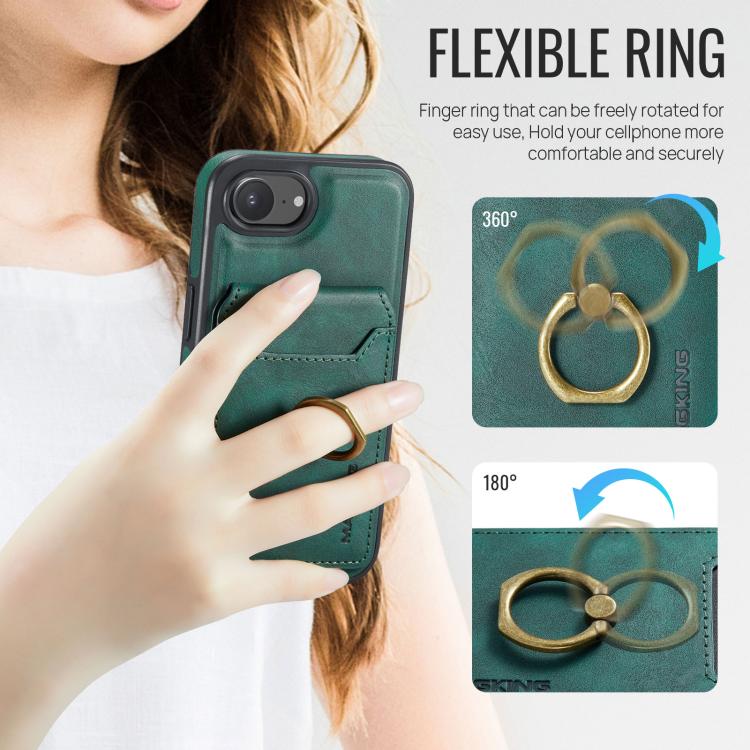 For iPhone 16e MAGKING K1 MagSafe Detachable Wallet RFID Back Cover Phone Case(Green) - iPhone 16e Cases by MAGKING | Online Shopping UK | buy2fix