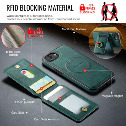 For iPhone 16e MAGKING K1 MagSafe Detachable Wallet RFID Back Cover Phone Case(Green) - iPhone 16e Cases by MAGKING | Online Shopping UK | buy2fix