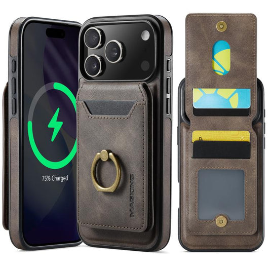 For iPhone 17 Pro Max MAGKING K1 MagSafe Detachable Wallet RFID Back Cover Phone Case(Coffee) - iPhone 17 Pro Max Cases by MAGKING | Online Shopping UK | buy2fix