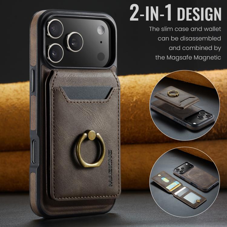 For iPhone 17 Pro Max MAGKING K1 MagSafe Detachable Wallet RFID Back Cover Phone Case(Coffee) - iPhone 17 Pro Max Cases by MAGKING | Online Shopping UK | buy2fix