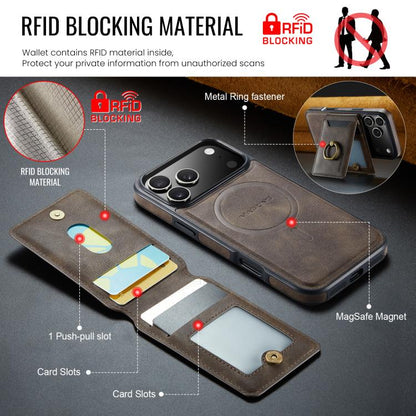 For iPhone 17 Pro Max MAGKING K1 MagSafe Detachable Wallet RFID Back Cover Phone Case(Coffee) - iPhone 17 Pro Max Cases by MAGKING | Online Shopping UK | buy2fix