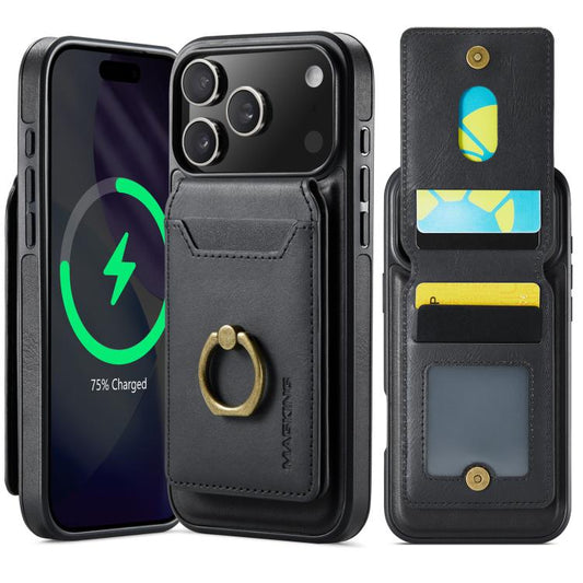 For iPhone 17 Pro Max MAGKING K1 MagSafe Detachable Wallet RFID Back Cover Phone Case(Black) - iPhone 17 Pro Max Cases by MAGKING | Online Shopping UK | buy2fix