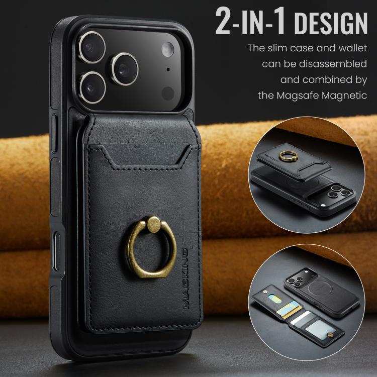 For iPhone 17 Pro Max MAGKING K1 MagSafe Detachable Wallet RFID Back Cover Phone Case(Black) - iPhone 17 Pro Max Cases by MAGKING | Online Shopping UK | buy2fix