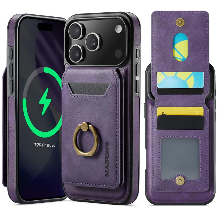 For iPhone 17 Pro Max MAGKING K1 MagSafe Detachable Wallet RFID Back Cover Phone Case(Purple) - iPhone 17 Pro Max Cases by MAGKING | Online Shopping UK | buy2fix