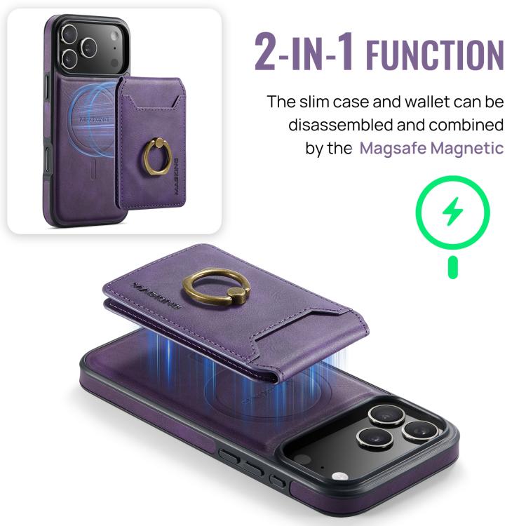 For iPhone 17 Pro Max MAGKING K1 MagSafe Detachable Wallet RFID Back Cover Phone Case(Purple) - iPhone 17 Pro Max Cases by MAGKING | Online Shopping UK | buy2fix