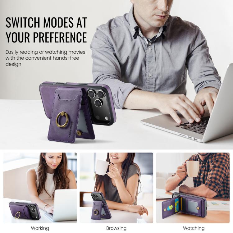 For iPhone 17 Pro Max MAGKING K1 MagSafe Detachable Wallet RFID Back Cover Phone Case(Purple) - iPhone 17 Pro Max Cases by MAGKING | Online Shopping UK | buy2fix