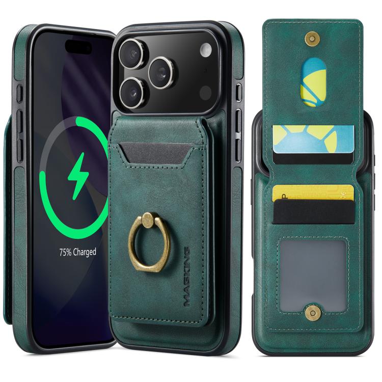 For iPhone 17 Pro Max MAGKING K1 MagSafe Detachable Wallet RFID Back Cover Phone Case(Green) - iPhone 17 Pro Max Cases by MAGKING | Online Shopping UK | buy2fix