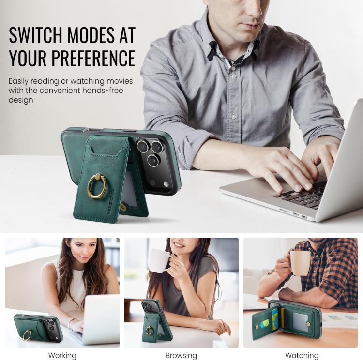 For iPhone 17 Pro Max MAGKING K1 MagSafe Detachable Wallet RFID Back Cover Phone Case(Green) - iPhone 17 Pro Max Cases by MAGKING | Online Shopping UK | buy2fix