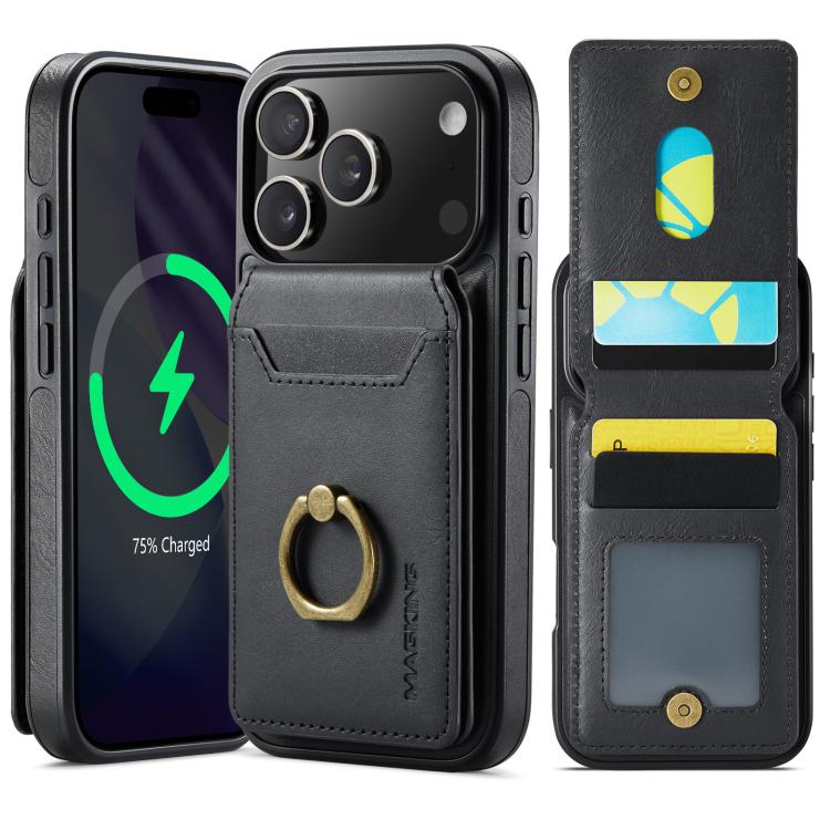 For iPhone 17 Pro MAGKING K1 MagSafe Detachable Wallet RFID Back Cover Phone Case(Black) - iPhone 17 Pro Cases by MAGKING | Online Shopping UK | buy2fix