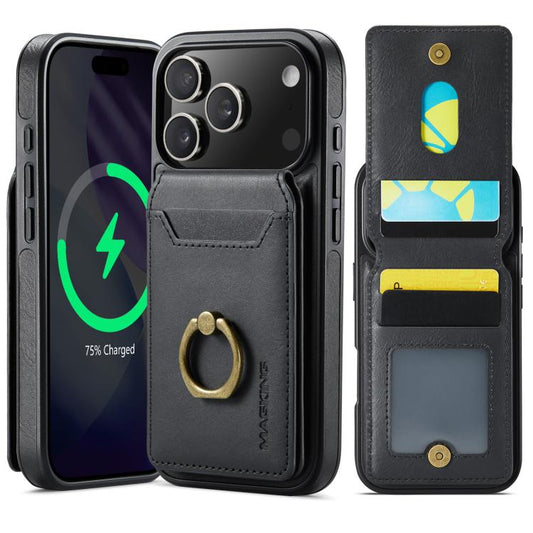 For iPhone 17 Pro MAGKING K1 MagSafe Detachable Wallet RFID Back Cover Phone Case(Black) - iPhone 17 Pro Cases by MAGKING | Online Shopping UK | buy2fix