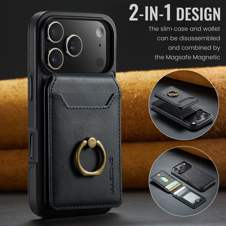 For iPhone 17 Pro MAGKING K1 MagSafe Detachable Wallet RFID Back Cover Phone Case(Black) - iPhone 17 Pro Cases by MAGKING | Online Shopping UK | buy2fix