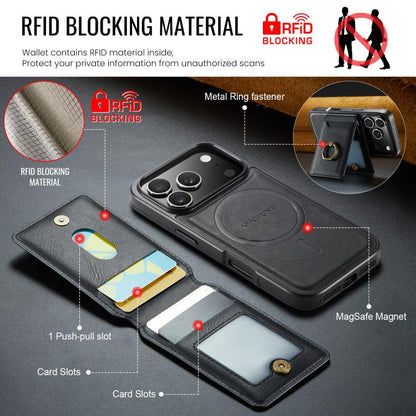 For iPhone 17 Pro MAGKING K1 MagSafe Detachable Wallet RFID Back Cover Phone Case(Black) - iPhone 17 Pro Cases by MAGKING | Online Shopping UK | buy2fix
