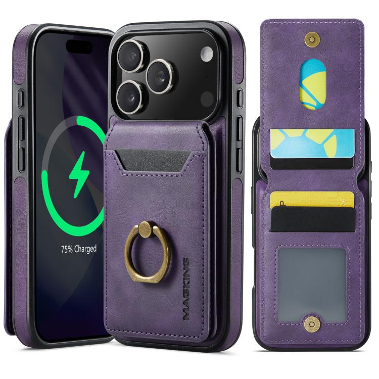 For iPhone 17 Pro MAGKING K1 MagSafe Detachable Wallet RFID Back Cover Phone Case(Purple) - iPhone 17 Pro Cases by MAGKING | Online Shopping UK | buy2fix
