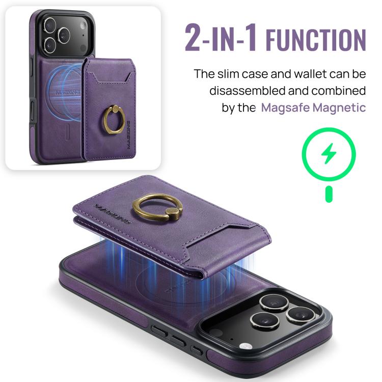 For iPhone 17 Pro MAGKING K1 MagSafe Detachable Wallet RFID Back Cover Phone Case(Purple) - iPhone 17 Pro Cases by MAGKING | Online Shopping UK | buy2fix