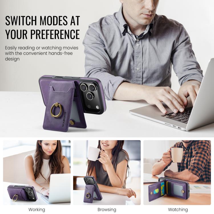 For iPhone 17 Pro MAGKING K1 MagSafe Detachable Wallet RFID Back Cover Phone Case(Purple) - iPhone 17 Pro Cases by MAGKING | Online Shopping UK | buy2fix